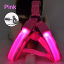 Luminous LED Dog Harness: Night Safety Nylon Collar & Light for Running  ourlum.com Pink XS 30-35cm 