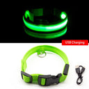 LED Dog Collar: High-Quality Fiber, Three Flash Modes, Visible Nylon  ourlum.com Green USB Charging XS  NECK 28-38 CM 