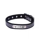 Reflective Leather Personalized Dog Collar with Custom Engraved ID Tag  ourlum.com black XS Neck 20-26 cm United State