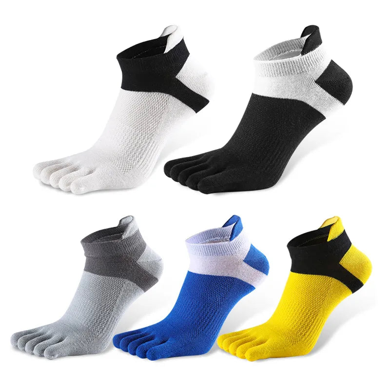 5 Pairs of Premium Cotton Five-Toe Men's Summer Socks - Luminate Your Style  Our Lum   