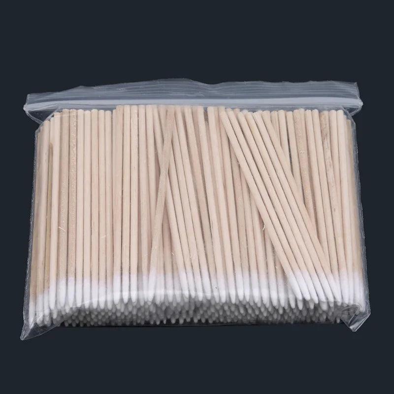 100/300 PCS/Ear Care Clean Wood Handle Pointed Tip Head Cotton Semi Permanent Eyebrow Eyelash Tattoo Thread Beauty Makeup Remove  ourlum.com   