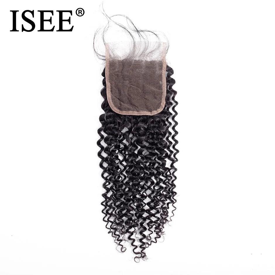 ISEE HAIR Natural Kinky Curly Lace Closure Bundle - Luxe Human Hair Blend  ourlum.com 5x5 Lace Closure 10inches Remy Hair