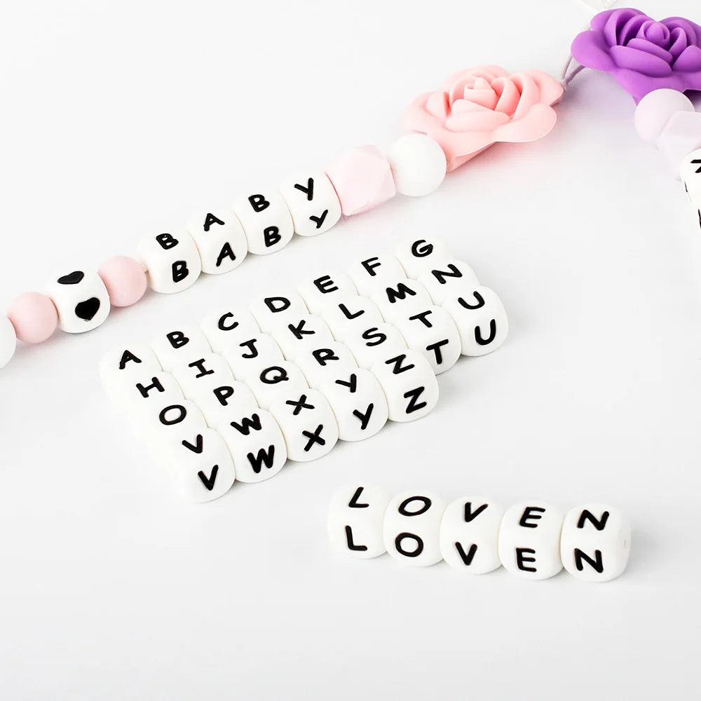 Baby Silicone Letters Teething Beads Set - BPA Free Sensory Alphabet Chew Toys  ourlum.com   