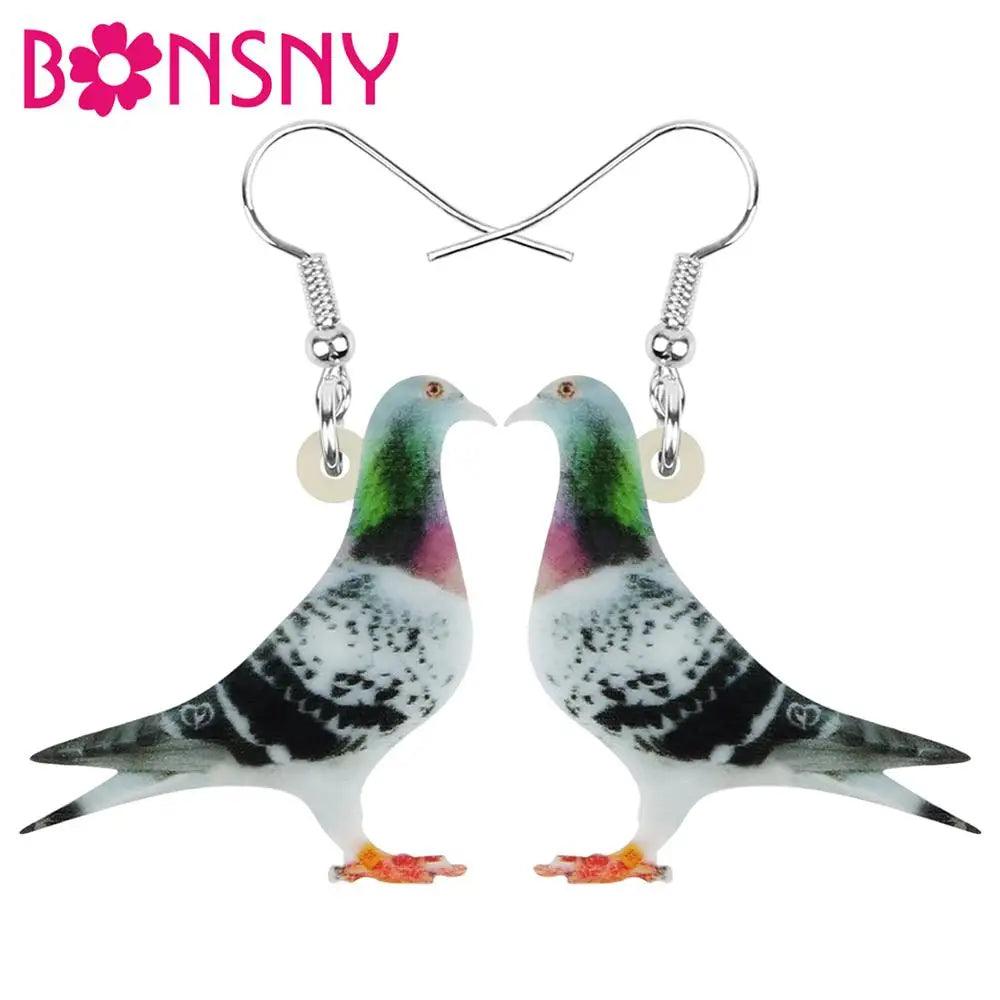 Discover Whimsical Pigeon Bird Earrings: Trendy Lightweight Acrylic Charm Jewelry by Hunter Wu  ourlum.com   