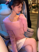 Soft Glutinous Off-Shoulder Sweater Stylish Elegance Wear