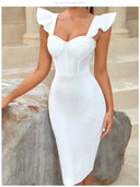 Elegant Hepburn Style Dress Chic Fishbone Strap Outfit