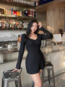 Sexy V-Neck Black Dress Trendy Streetwear Slim Fit Style