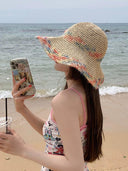 Color Woven Hollowed Women's Summer Seaside Straw Hat