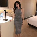 Spring Charm Knit Dress Elegant Fit for Sophisticated Style