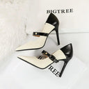 Retro Word Buckle High Heels Stylish Vintage Footwear