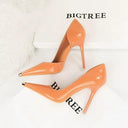 Cut Out High Heels Trendy Patent Leather Shoes for Women