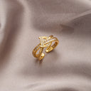 Fashion Stylish Letter D Open-End Zircon Ring Female 2024