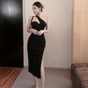 Backless V-neck Midi Party Skirt Elegant Style Flattering Fit