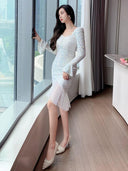 Elegant Sequined Hip Skirt Winter Glamour and Style