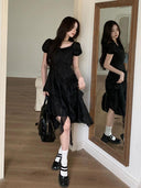 Tea Break Ruffle Dress Korean Chic Style Irregular Hem Fashion