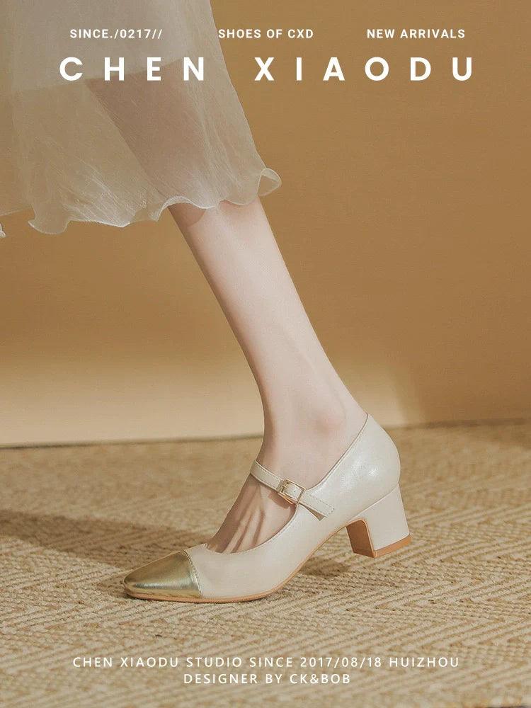 French-Inspired Mid-Heel Bridesmaid Shoes: Stylish Cheongsam Footwear