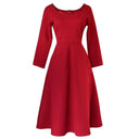 Retro Red Vintage Chic Dress Stylish Nine-Quarter Sleeve