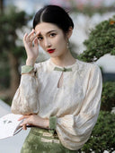 Elegant Chinese Cheongsam Dress Retro Spring Autumn Fashion