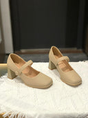 Fairy Style Autumn Square Toe Single-Layer Shoes Buckle Strap