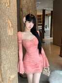 Flirty Pink Bell Sleeve Dress for Elegant Style & Versatility