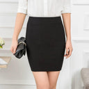 Professional Black Hip-Wrapped Skirt Stylish Office Elegance