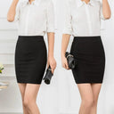 Professional Black Hip-Wrapped Skirt Stylish Office Elegance