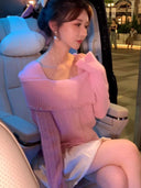 Soft Glutinous Off-Shoulder Sweater Stylish Elegance Wear