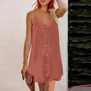 Fashion Summer V Neck Thin Knee-Length Skirt Camisole Dress