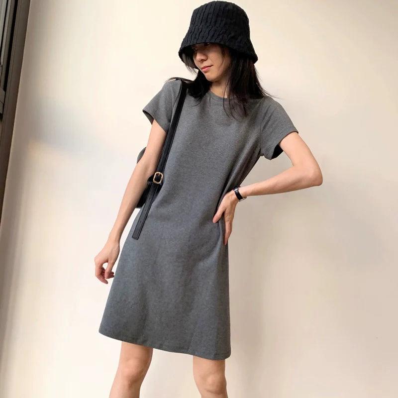 High Waist Korean Cotton Dress: Fresh Style Icon