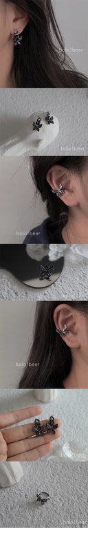 Cold Style Bolo Dark Black Zircon Women Bow Earrings