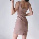 Kardashian Square-Neck Sheath Dress Chic Alluring Style