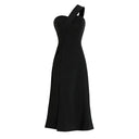 Luxurious One-Shoulder Black Dress for Goddess Style Chic