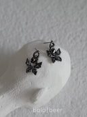 Cold Style Bolo Dark Black Zircon Women Bow Earrings