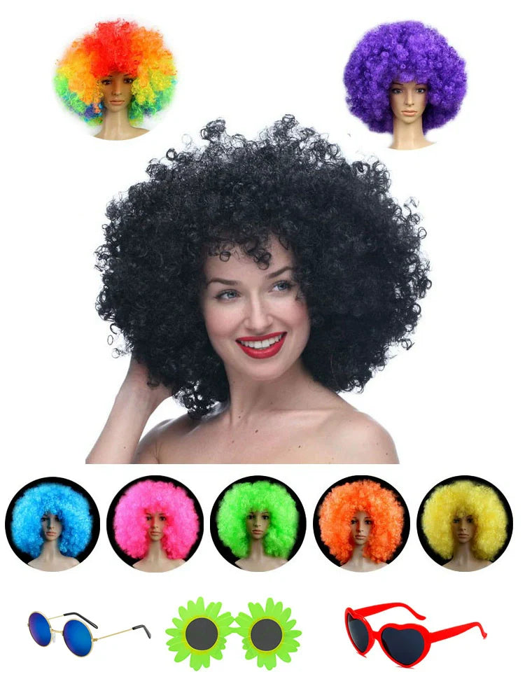 Afro Wig: Colorful Party Clown Performance Hairpiece