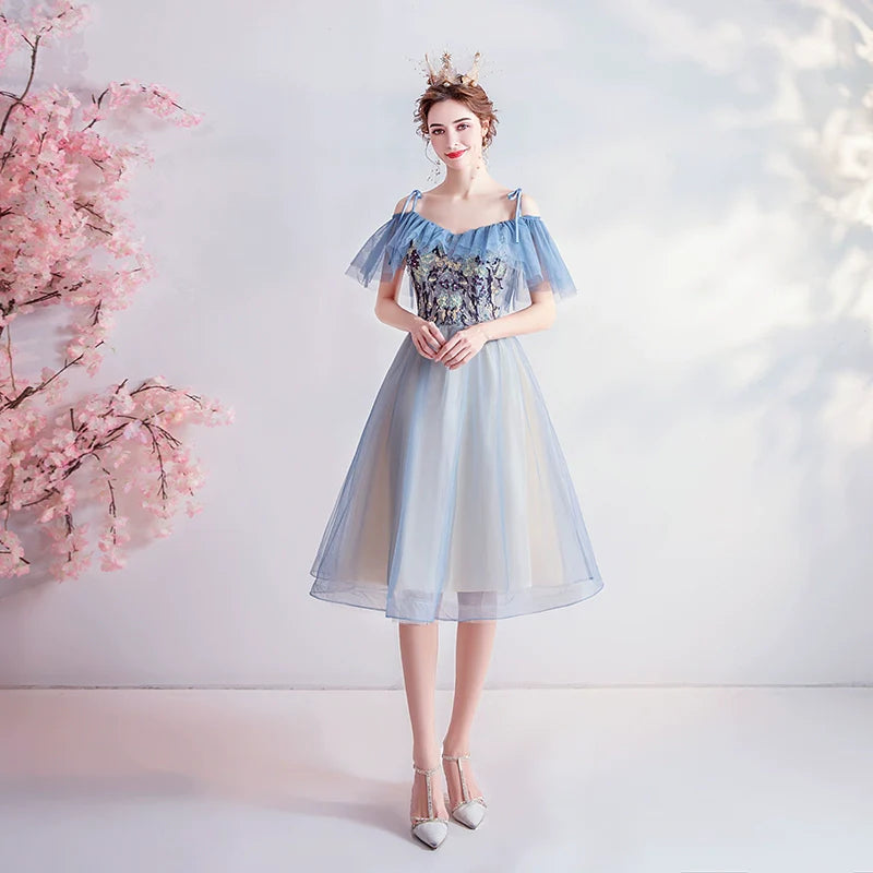 Blue Elegance Angel Wedding Dress: Stylish Limited Time Special Offer