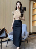 Elegant High Waist Split Skirt Versatile Slimming Essential