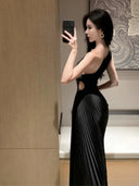 Accessible Luxury One Shoulder Pleated Dress Elegant Attire