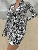 Tiger Stripe Slim Fit Dress: Stylish Versatile Fashion