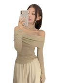 Japanese Charm Off-Shoulder Sweater Elegant Comfortable Chic