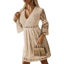 European and American Style Lace Long Sleeves Dress 2024