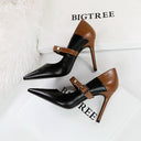 Retro Word Buckle High Heels Stylish Vintage Footwear