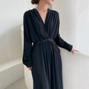 Cross Chic Slim Looking Pleated Long Sleeve Dress 120cm