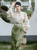 Elegant Chinese Cheongsam Dress Retro Spring Autumn Fashion