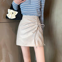 Black Sheath Leather Skirt for European Chic Autumn Style