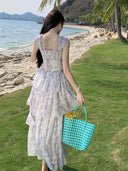 French Floral Layered Beach Skirt Dress Timeless Elegance