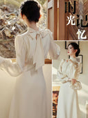 Elegant Retro Dress: Sophisticated High Waist Long Sleeve