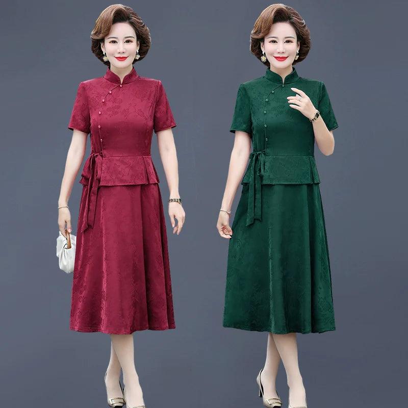 Vintage Cheongsam Style Summer Dress: Elegant Retro Robe for Women