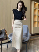 Elegant High Waist Split Skirt Versatile Slimming Essential