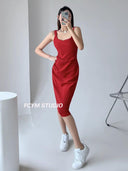 Slim Fit Ruched Summer Dress: Elegant European Chic Style