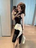 Luxury Black Sleeveless Vest Dress Elegant Summer Style